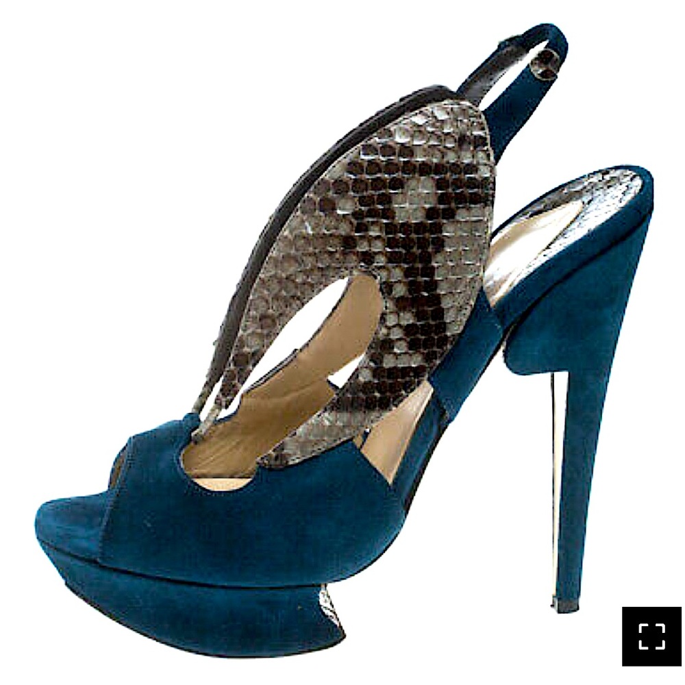 Nicholas Kirkwood teal and snakeskin heel SZ 39